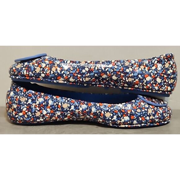 Tory Burch Minnie Women's 7 M Travel Ballet Flat Linose Red Blue Speckled Shoes - Picture 5 of 10